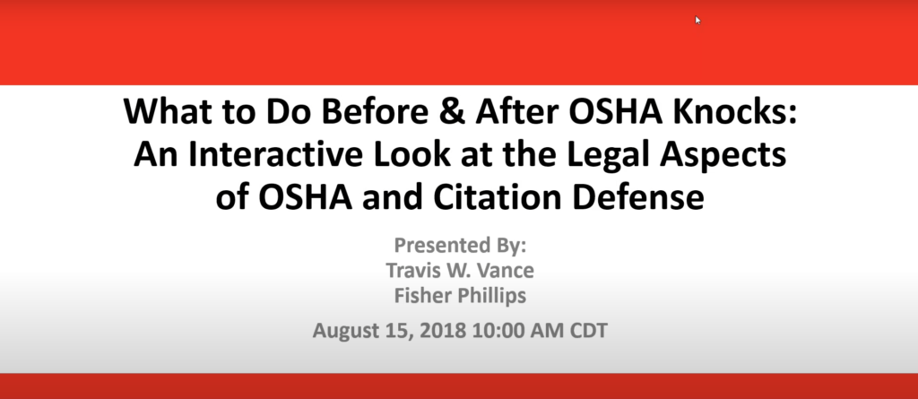 WHAT TO DO BEFORE & AFTER OSHA KNOCKS