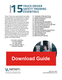 Download Checklist 15 Truck Driver Safety Training Essentials